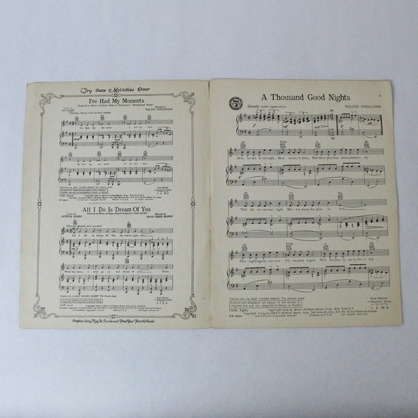 Vintage 1934 A Thousand Good Nights Sheet Music Walter Donaldson Ukulele/Piano