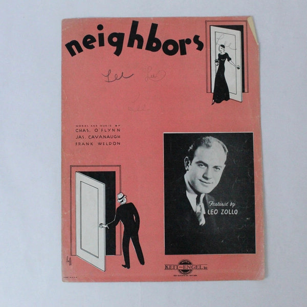 Vintage 1934 Sheet Music "Neighbors" by O'Flynn, Cavanaugh, Weldon