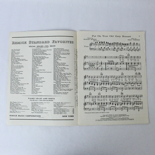Antique 1909 Sheet Music "Put On Your Old Grey Bonnet" - Good Condition