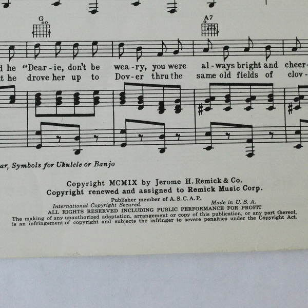 Antique 1909 Sheet Music "Put On Your Old Grey Bonnet" - Good Condition