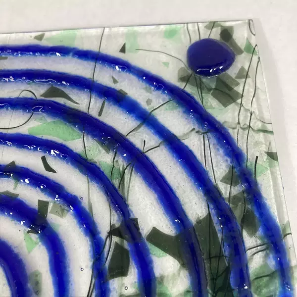 Hand Blown Square Glass Labyrinth Trivet 9 Inch9