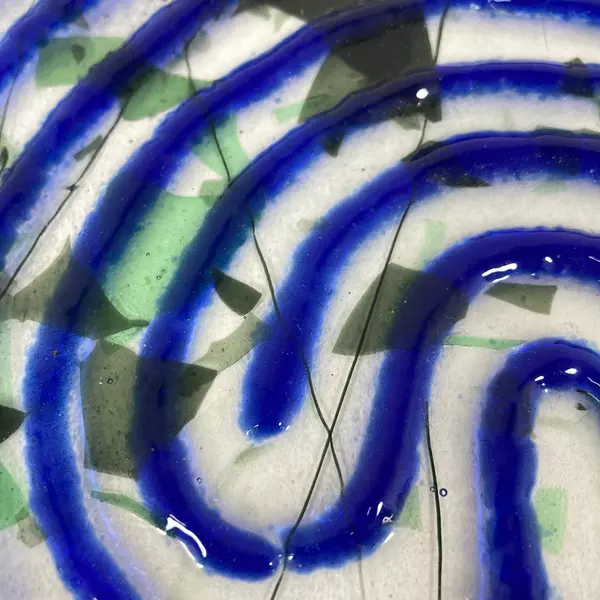 Hand Blown Square Glass Labyrinth Trivet 9 Inch9