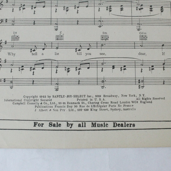 Vintage 1942 My Devotion Sheet Music Roc Hillman Johnny Napton Pre-Owned