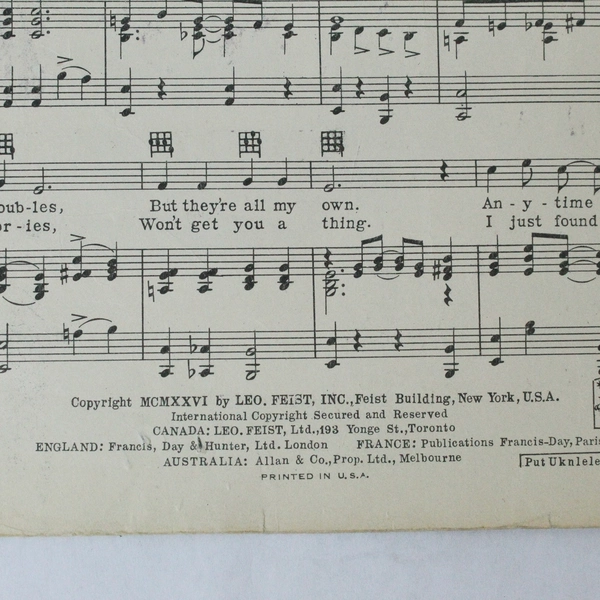 Take In The Sun Hang Out The Moon Vintage Sheet Music 1926 Harry Woods