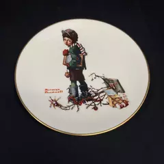 1978 Gorham Saturday Evening Post Norman Rockwell Plate End Of Christmas