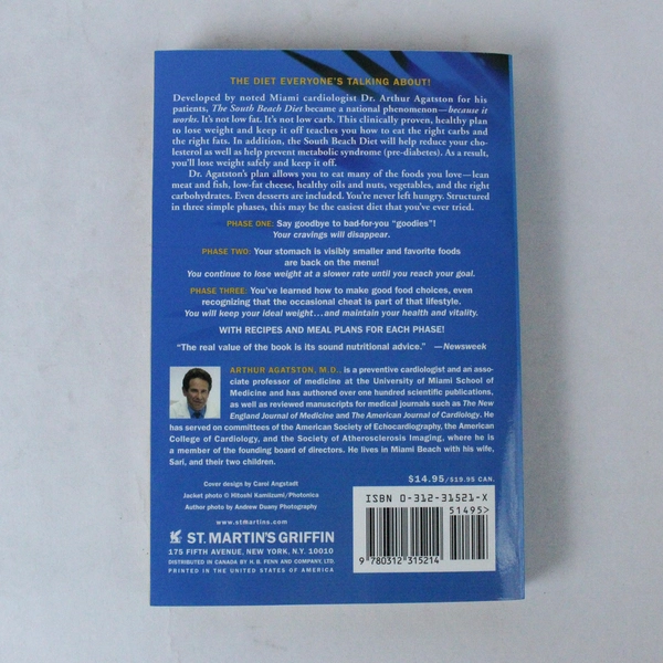 The South Beach Diet by Arthur Agatston 2003 Paperback Pre-Owned