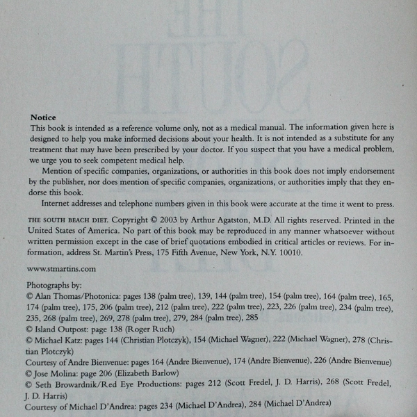 The South Beach Diet by Arthur Agatston 2003 Paperback Pre-Owned