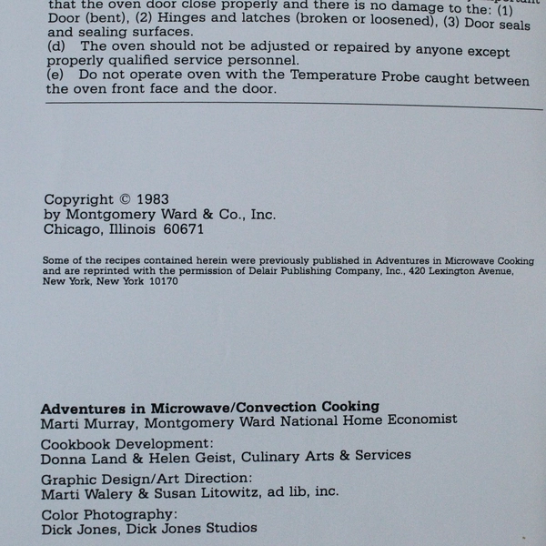 Vintage Adventures in Microwave Cooking Montgomery Ward 1983 Hardcover Book