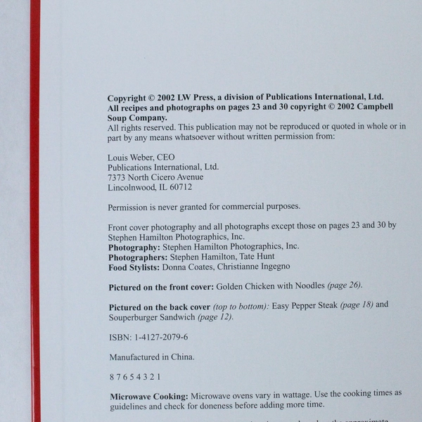 Campbell's Recipes to Remember Cookbook 2002 Hardcover Pre-Owned