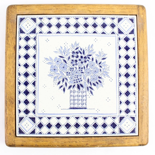 Cleo Teissedre Decorative Square Ceramic Tile Flower Vase Design 9" x 9"