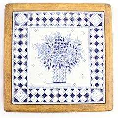 Cleo Teissedre Decorative Square Ceramic Tile Flower Vase Design 9" x 9"