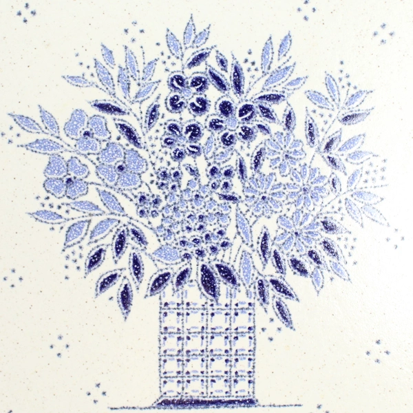 Cleo Teissedre Decorative Square Ceramic Tile Flower Vase Design 9" x 9"