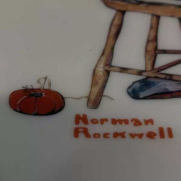 1978 Gorham Saturday Evening Post Norman Rockwell Plate Man Threading A Needle