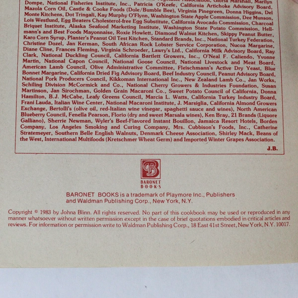 Vintage Fabulous Meats Recipe Book by Johna Blinn 1983 Baronet Paperback