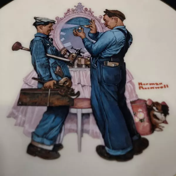 1978 Gorham Saturday Evening Post Norman Rockwell Plate Plumbers