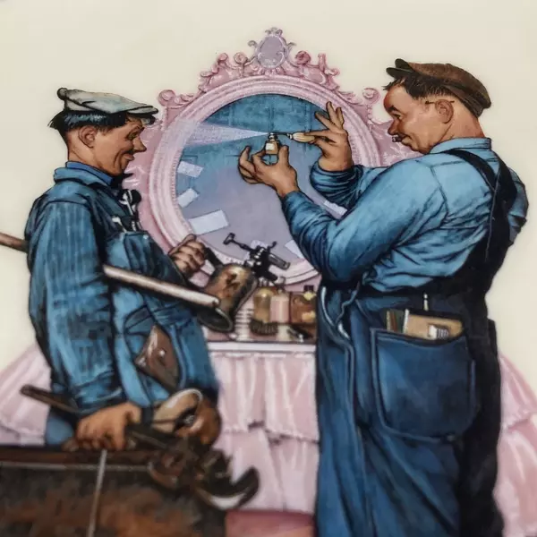 1978 Gorham Saturday Evening Post Norman Rockwell Plate Plumbers