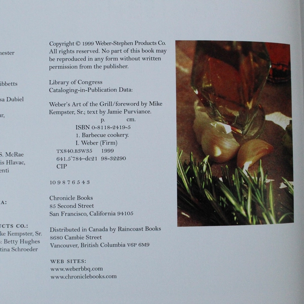 Weber's Art of the Grill Cookbook by Jamie Purviance 1999 HC Good Condition