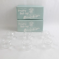 Lot of 6 Dextelle International Pretty Set-Up Glass Napkin & Flower Holders