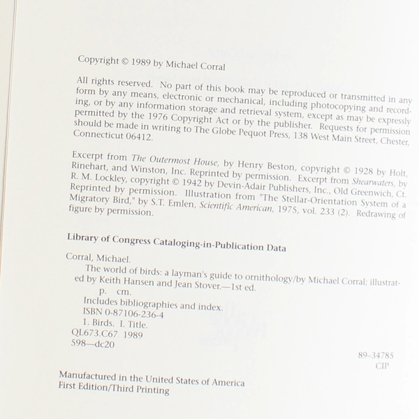 World of Birds A Layman's Guide to Ornithology Michael Corral 1989 Paperback