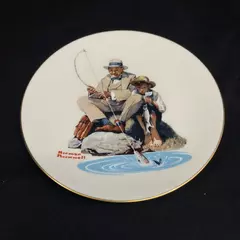 1978 Gorham Saturday Evening Post Norman Rockwell Plate Catching The Big One
