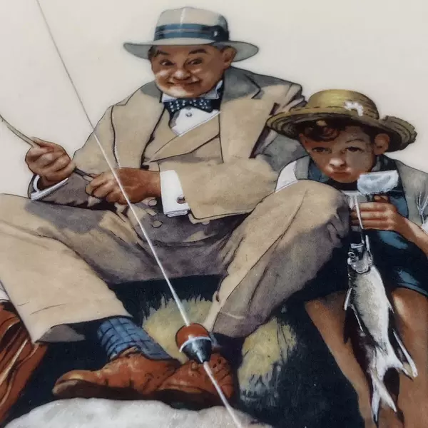 1978 Gorham Saturday Evening Post Norman Rockwell Plate Catching The Big One