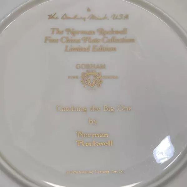 1978 Gorham Saturday Evening Post Norman Rockwell Plate Catching The Big One