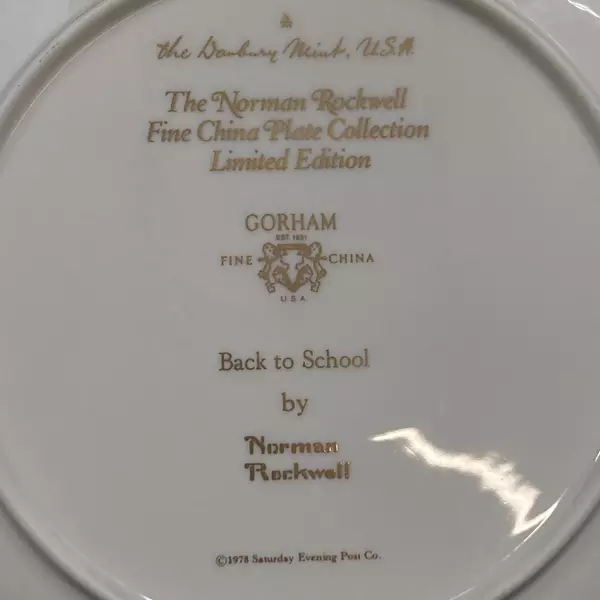 1978 Gorham Saturday Evening Post Norman Rockwell Plate Back To School