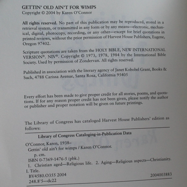 Gettin' Old Ain't for Wimps by Karen O'Connor 2004 Paperback
