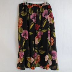 Christopher & Banks Chiffon A-Line Skirt with Rose Patterns Size L