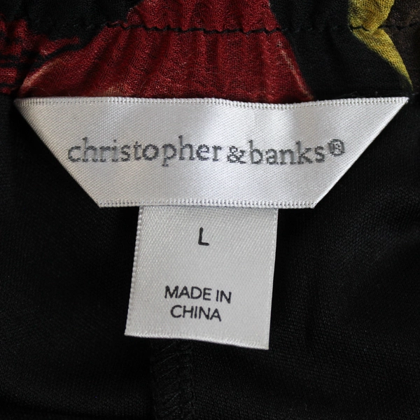 Christopher & Banks Chiffon A-Line Skirt with Rose Patterns Size L