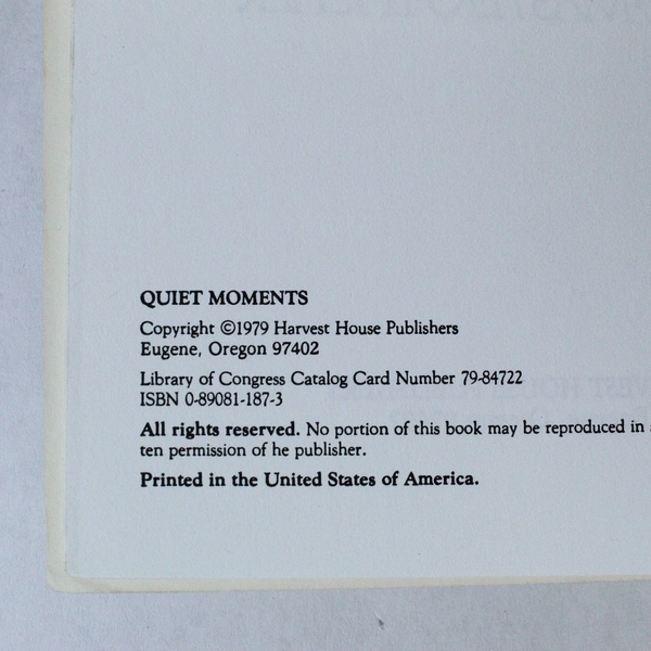 Quiet Moments For Women A Daily Devotional June Bacher 1979 Harvest House Pub PB