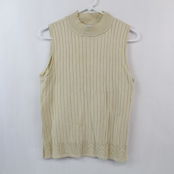 Alfred Dunner Women's Beige Sleeveless Knit Top Size S Acrylic Blend Pre-Owned