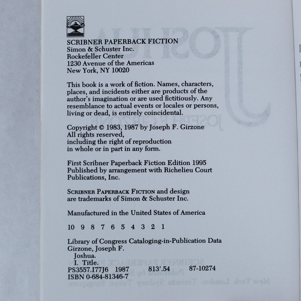 Joshua by Joseph Girzone 1995 Paperback National Bestseller - Good Condition