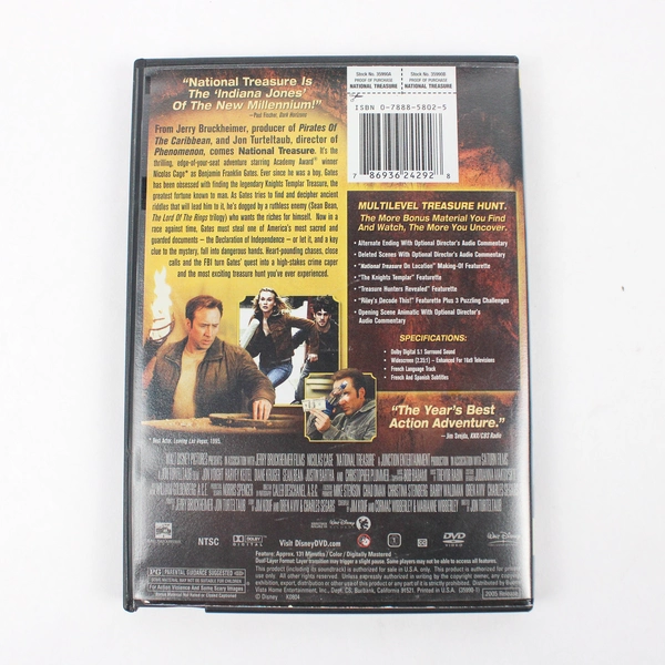 National Treasure DVD 2005 Widescreen Movie Film Family Adventure