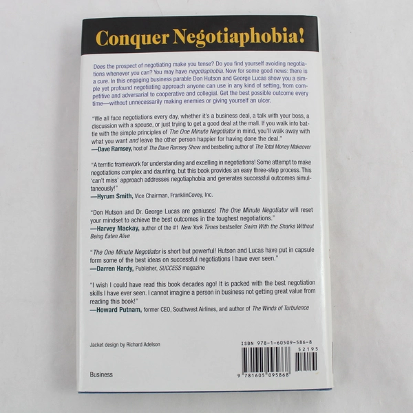 One Minute Negotiator by Don Hutson and George Lucas 2010 Berrett-Koehler HC DJ