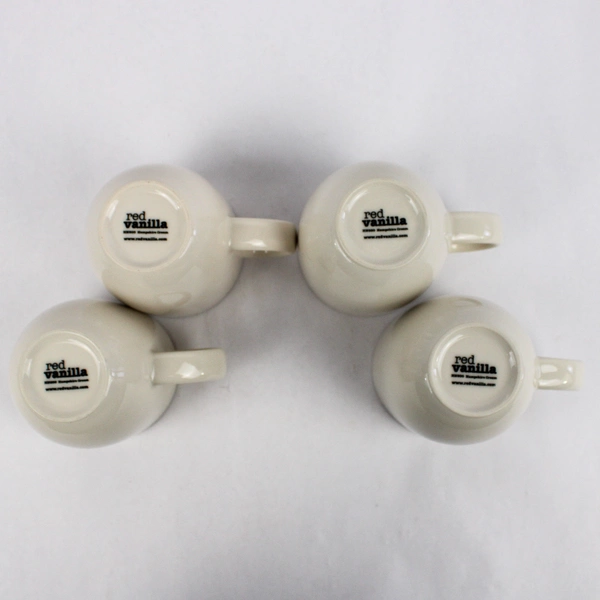 Set of 4 Red Vanilla Ceramic Coffee Mugs Hampshire Cream