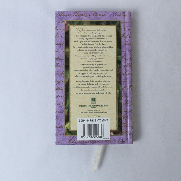 Living Simply in God's Abundance by Suzanne Dale Ezell 1998 Hardcover Book
