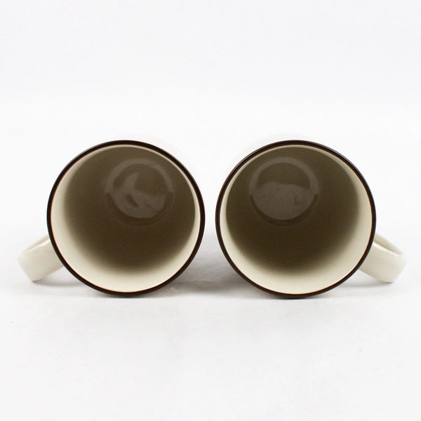 Set of 2 Red Vanilla Ceramic Coffee Mugs Hampshire Cream