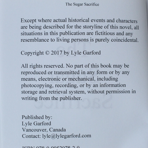 The Sugar Sacrifice by Lyle Garford 2017 Historical Novel Paperback Good