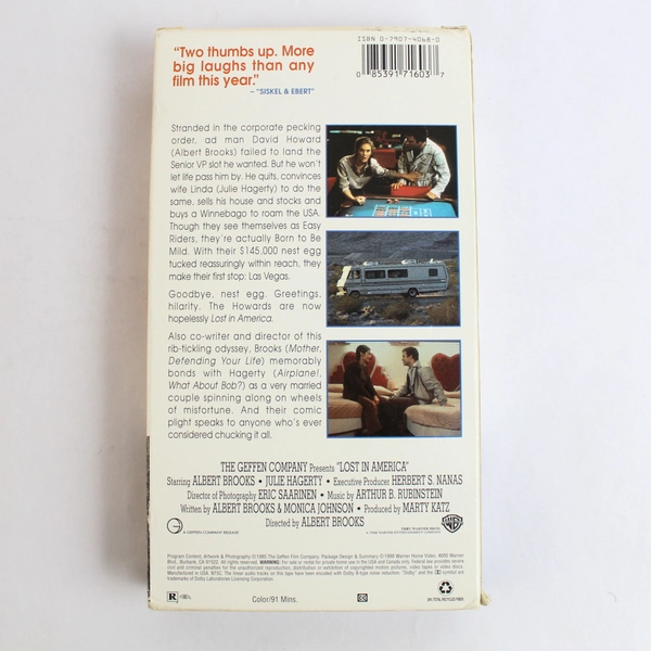 Lost in America VHS Film by Warner Bros 1999 Albert Brooks and Julie Hagerty