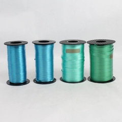 Lot of 4 Partially Used Blue and Green Curling Ribbon Rolls