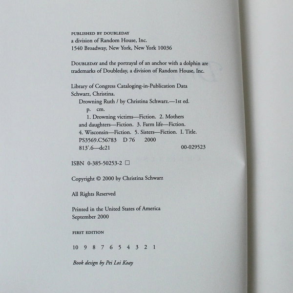 Drowning Ruth by Christina Schwarz 2000 Hardcover Book in Good Condition