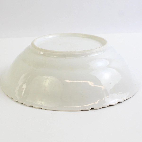 Vintage Hand Painted Porcelain Serving Bowl White Basket of Lilacs Gold Trim