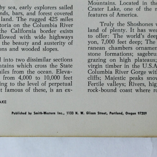 Scenic Oregon Travel Pamphlet by Smith-Western Inc - Good Condition
