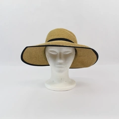 Target Women's Sun Hat One Size Paper Blend Black Ribbon Summer Beige 