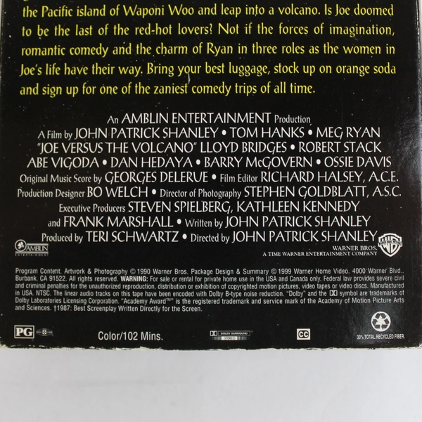 Joe Versus The Volcano VHS Film by Warner Bros Starring Tom Hanks 1999