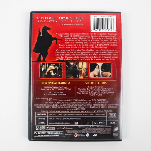 The Mask Of Zorro DVD 1998 Deluxe Edition Directed By Martin Campbell