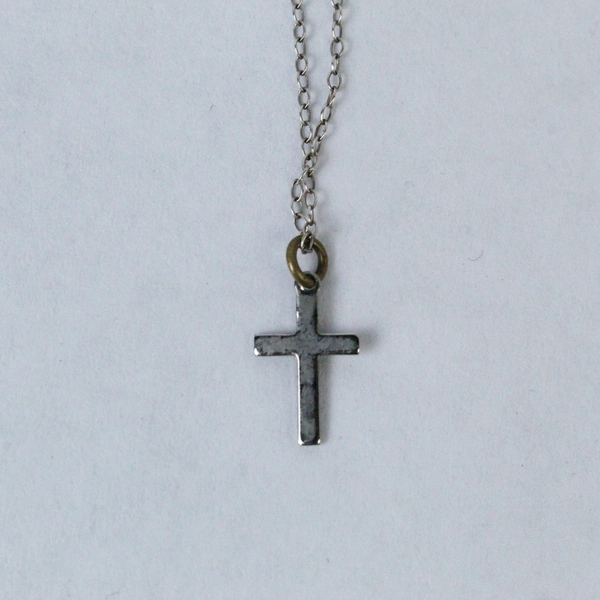 Sterling Silver Cross Necklace Pendant 16" Elegant Charm - Pre-Owned