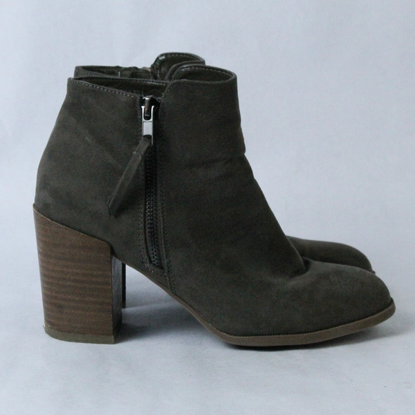 Forever 21 Women's Green 3.5" Heel Ankle Booties Size 7.5 Zipper Closure
