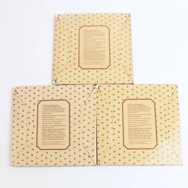 Lot of 3 Vintage Avon Hospitality Sweets Recipe Plates 1982 Metal Christmas 